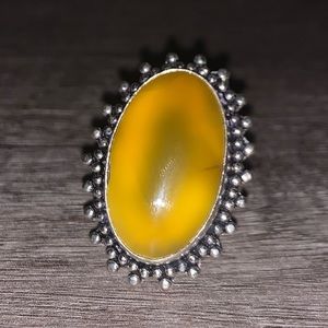 Dark Yellow Stone Fashion Ring